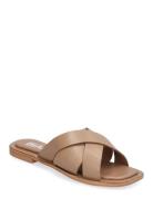 Biajudy Slide Smooth Leather Flate Sandaler Beige Bianco