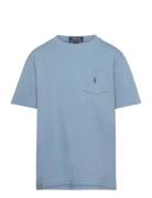 Cotton Jersey Pocket Tee Tops T-shirts Short-sleeved Blue Ralph Lauren...