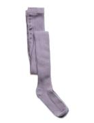 Tights Cotton Rib Tights Purple Mp Denmark