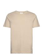 Mouliné O-Neck Tee S/S Tops T-shirts Short-sleeved Beige Lindbergh