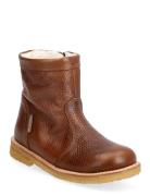 Boots - Flat - With Zipper Vinterstøvletter Pull On Brown ANGULUS