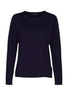 Srmarla O-Neck Knit Roll Edge Tops Knitwear Jumpers Blue Soft Rebels