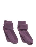 Baby Rib Sock W. Abs Strømper Non-slip Purple Minymo