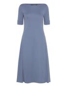 Refined Stretch 1X1-Dress Knelang Kjole Blue Lauren Ralph Lauren