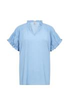 Sc-Calypso Tops Blouses Short-sleeved Blue Soyaconcept