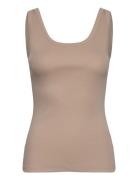 Slim Ribbed Tank Top Tops T-shirts & Tops Sleeveless Beige GANT