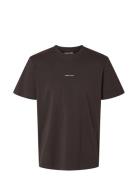 Slhaspen Print Ss O-Neck Tee Noos Tops T-shirts Short-sleeved Brown Se...