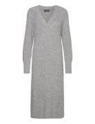 Slrakel V-Neck Dress Knelang Kjole Grey Soaked In Luxury