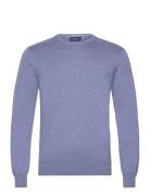 Cotton Silk Crew Tops Knitwear Round Necks Blue Hackett London