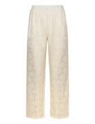 Lace Trousers Bottoms Trousers Straight Leg Cream Rosemunde