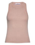 Washed Ribbed Cotton Top Tops T-shirts & Tops Sleeveless Beige Mango