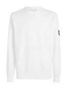 Badge Crew Neck Tops Sweat-shirts & Hoodies Sweat-shirts White Calvin ...