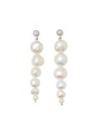 Drop Pearl Earrings Øredobber Smykker Silver Blue Billie