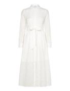 Michele Broderie Anglaise Dress Knelang Kjole White Bubbleroom