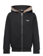 Hooded Cardigan Tops Sweat-shirts & Hoodies Hoodies Black BOSS