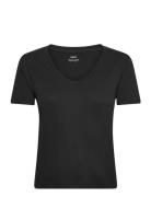 V-Neck Cotton T-Shirt Tops T-shirts & Tops Short-sleeved Black Mango