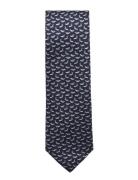 Dog-Print Mulberry Silk Tie Slips Navy Mango