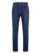 Mcs Leather Detail Denim Jeans Bottoms Jeans Slim Blue MCS