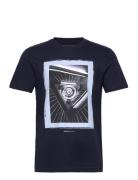 Printed T-Shirt Tops T-shirts Short-sleeved Navy Tom Tailor