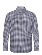 Gingham Check Cotton Shirt Tops Shirts Casual Navy Mango