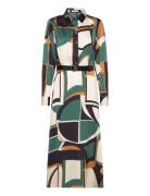 Geometric Shirt Dress Maxikjole Festkjole Green Mango