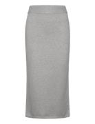 Ribbed Midi Skirt Knelangt Skjørt Grey Mango