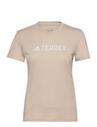 W Logo Tee Sport T-shirts & Tops Short-sleeved Beige Adidas Terrex