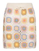 Crochet Mini Skirt Kort Skjørt Beige Mango