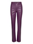 Slkaylee Straight Pants Bottoms Trousers Leather Leggings-Bukser Purpl...