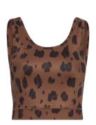 W. Tonal Leo Top Tops Crop Tops Sleeveless Crop Tops Brown Svea