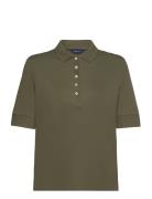 D1. Detail Collar Ss Polo Pique Tops T-shirts & Tops Polos Khaki Green...