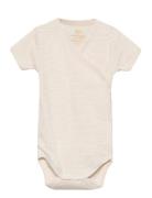 Baby Striped Wrap Body W. Short Sleeve Bodies Wrap Bodies Cream Copenh...