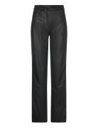 Coated Milano Hr Straight Bottoms Trousers Leather Leggings-Bukser Bla...