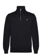 Casual Cotton Half Zip Tops Knitwear Half Zip Jumpers Black GANT