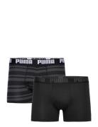 Puma Men Everyday Striped Boxers 2P Sport Boxers Black PUMA