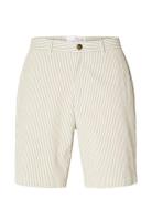 Slhregular-Karl Seersucker Shorts Noos Bottoms Shorts Casual Cream Sel...