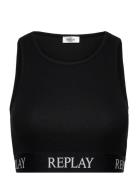 Top Slim Tops Crop Tops Sleeveless Crop Tops Black Replay