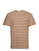 Akkikki S/S Stripe Tee - Gots Tops T-shirts Short-sleeved Beige Anerkj...