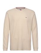 Tjm Reg Waffle L/S Tee Tops T-shirts Long-sleeved Beige Tommy Jeans