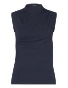 Rallie Cross Neck Top Tops Blouses Sleeveless Navy French Connection