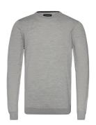 Merino Wool Crew Tops Knitwear Round Necks Grey Clean Cut Copenhagen