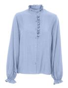 Crvenea Shirt Tops Shirts Long-sleeved Blue Cream