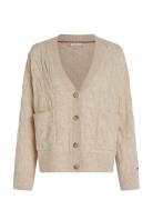 Soft Wool Cable Cardigan Tops Knitwear Cardigans Beige Tommy Hilfiger