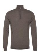 Mamason Sz Tops Knitwear Half Zip Jumpers Brown Matinique