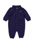 Cotton Polo Coverall Langermet Bodysuit Blue Ralph Lauren Baby