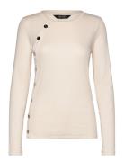 Button-Trim Rib-Knit Cotton-Blend Top Tops Knitwear Jumpers Cream Laur...