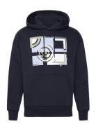 Relaxed Hoodie With Print Tops Sweat-shirts & Hoodies Hoodies Navy Tom...