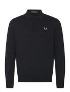 Classic Knitted Shirt Ls Tops Polos Long-sleeved Black Fred Perry