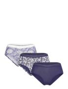 Jackie Lace - 3 Shortys Hipstertruse Undertøy Blue Etam