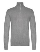 Ecovero Half Zip L/S Knit Tops Knitwear Half Zip Jumpers Grey Lindberg...